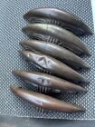 Vintage 6 Art Deco Brass Drawer Pull Handles Green Plastic Rare Kind
