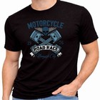 Motorcycle Road Race Tee Skull Piston Biker Vintage New York Graphic T-shirt 