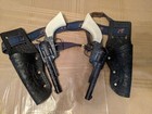 Vintage Antique Toy John Wayne Sh00ting Cap Gun Pistols Match Set W  Holsters  