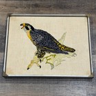 Vintage Crewel Embroidered Bird Wall Art Framed 18x15  Handmade On Textile Print