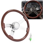 4 Spoke 3 Hole Steering Wheel 18  Wood For Freightliner Kenworth Semi-truck