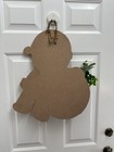 Christmas Gingerbread Boy Hanging Door Decor Plaque W  Bow   Greenery Wood