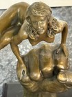 Vintage Bronze Sculpture Statue Woman Marble Deco Juno Rare Decor Sport 20th