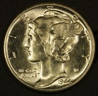 1944-d 10c Mercury Dime- Choice Gem Bu- Smh 1952
