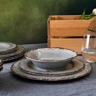 Farmhouse Melamine Dishes Dinnerware Set  12 Piece Rustic Plates And Bowls