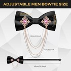 Qcwqyml Black Bow Ties For Men Rhinestones Chain One Size  gold pink -black