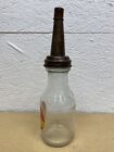 Premium Golden Shell Motor Oil Bottle Spout Cap Glass Vintage Style Gas Station