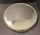 Antique Round Footed Plateau Mirror Vanity Tray Beveled Edge - 14   