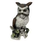 Vintage Great Horned Owl Ceramic Figurine 1970   s Woodland Decor