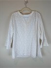 Alfred Dunner White Eyelet Floral Button-front Blouse Size Xl