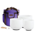 Siceeoly 8 g 10 e 12 c 432hz Frosted Crystal Singing Bowl Set Sound Healing Yoga
