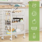 White 3tier Rolling Utility Storage Rack Cart Wheels Trolley Organizer Shelf
