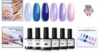 Vibrant Gel Nail Polish Set     6 Colors With Chameleon Glitter   Smooth Finish