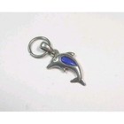 Vintage Sterling Silver 925 Mexico Dolphin Pendant Blue Inlay Charm