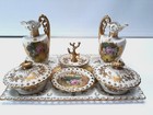 Antique Victoria 7 Pc  Porcelain Dresser Tray Vanity Set  Circa 1900 s