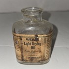 Antique Embossed Glass Bottle Weber Light Drying Oil W paper Label Philadelphia