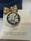 Estee Lauder Youth Dew Two Piece Flower Cameo Brooch Solid Perfume Compact Nib