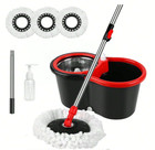 Spin Mop And Bucket W wringer Set  360   Mop W 3 Mop Refills And 61 handle black
