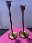 Brass Taper Candle Holders Set 2pc Graduated Candlesticks 7    9  Vintage 