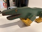 Antique Wooded Alligator Pull Toy Walkie Folk Art Hand Painted Primitive