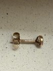 Vintage Child   s 14k Yellow Gold Bezel 3mm Cz Threaded Back Studs In Original Box