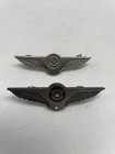 2 Vintage United Airlines Flight Attendant Service Time Wings Pewter Pins