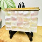 Vintage Volupte Mother Of Pearl   Brass Makeup Compact Mirror Double Sided
