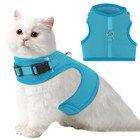 Adjustable Cat Pet Harness Adjustable Breathable Mesh Walking Kitten Chest Blue