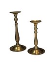 Pair Of Vintage Brass Taper Candlestick Holders - Set Of Two Different Sizes