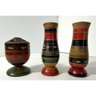 Vintage Mexican Folk Art Hand Carved Painted Wood Salt Pepper Toothpick Holder