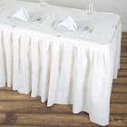 Ivory 14 Feet Polyester Pleated Table Skirt Tradeshow Wedding Catering Supplies