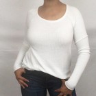Chaser Waffle Knit Strappy Back Long Sleeve Thermal Ivory White Medium Casual