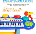 37-key Kids Electronic Piano Keyboard Learning Toy Microphone Stool Lights Blue