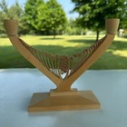 Vintage Sweden  Candelabra 2 Candle Candlestick Holder Swedish Wood Folk Art