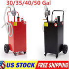 30 35 40 50 Gal Gas Caddy Fuel Diesel Oil Transfer Tank 4 Wheels Portable Pump