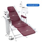 Portable Dental Folding Chair led Light air Turbine Unit weak Suction Burgundy