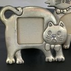 Pair Vintage Sun Satin Pewter Mini Photo Frames Cats Kittens Taiwan