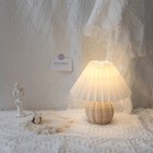 Table Lamp Fabric Shade Desk Lamp Bedroom Mini Night Light With Rattan Ball Base
