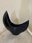 Vintage Japanese Mcm Glossy Black Ikebana Vase Modernist Modern