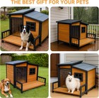 Large Dog House Outdoor Elevated Wooden Dog Kennel W  Porch Brown 39