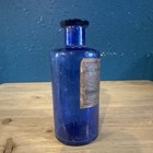 Antique Dodge   Olcott Cobalt Blue Apothecary Bottle Labeled Oil Of Rosemary