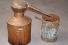 Antique Moonshine Copper Whisky Still With Coil