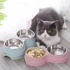 Double Pet Bowls Stainless Steel Dog Cat Feeder Food Water Dish Small Pets