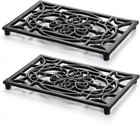 2 Pack Rectangle Cast Iron Trivet  9 4 X 6 2 Inch Heat Resistant Trivet For H   