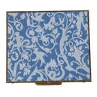 Vintage Blue Guilloche Enamel Brass Compact Powder Case Cherubs Scroll Box