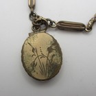 Vintage Watch Chain Etched Fob Locket T Bar Dog Clip Gold Tone