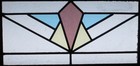 Geo Old English Leaded Stained Glass Window Unframed W Hooks 21  X 10 25 