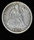 1875 Love Token Engraved Wm Design Silver Liberty Seated Dime 10c Ten Cents