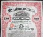 Manila Railway Comp  200 P  Sterling 4   Bond  1909 Uncancelled   Coupons