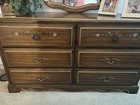 5-piece Brown Medium Wood Bedroom Set  Dresser  Mirror  Nightstand  Table  Chair
